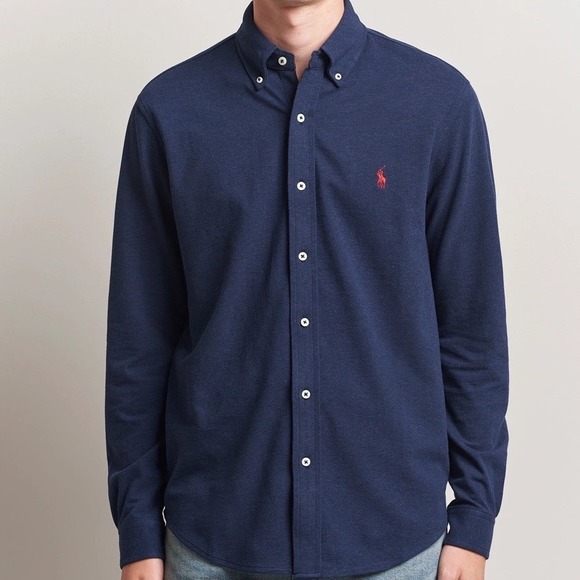 Ralph Lauren Other - Ralph Lauren Men's Navy Blue Featherweight‎ Mesh Button Down Size XL